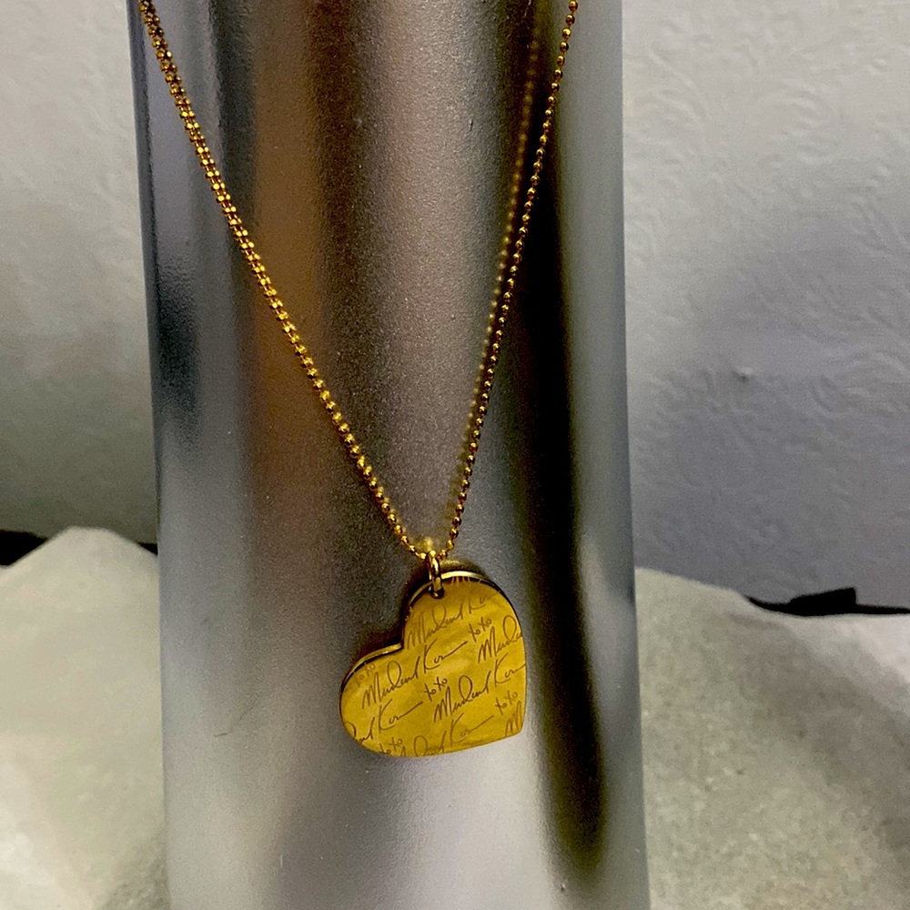 Golden MK Signature Heart Necklace - Picture 1 of 8